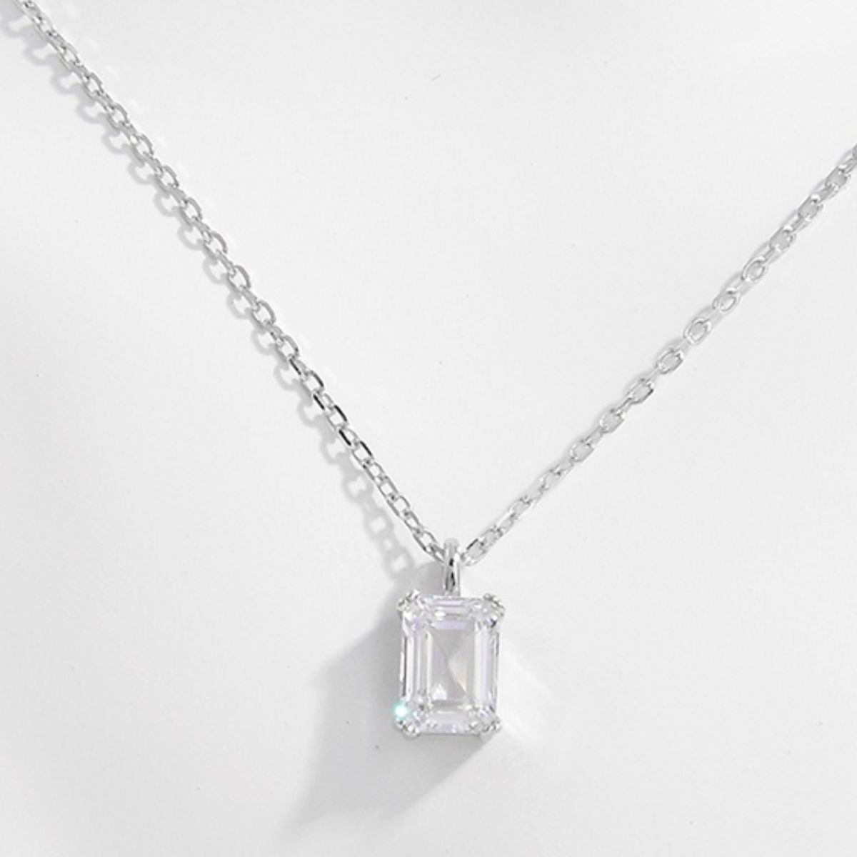 Emerald Cut Zircon Pendant Necklace