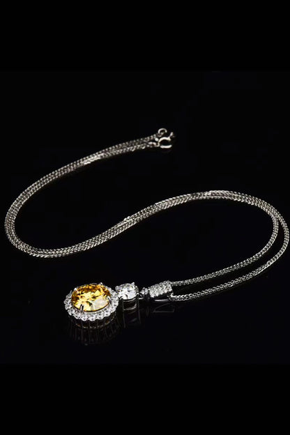 6 Carat Yellow Moissanite Pendant Necklace