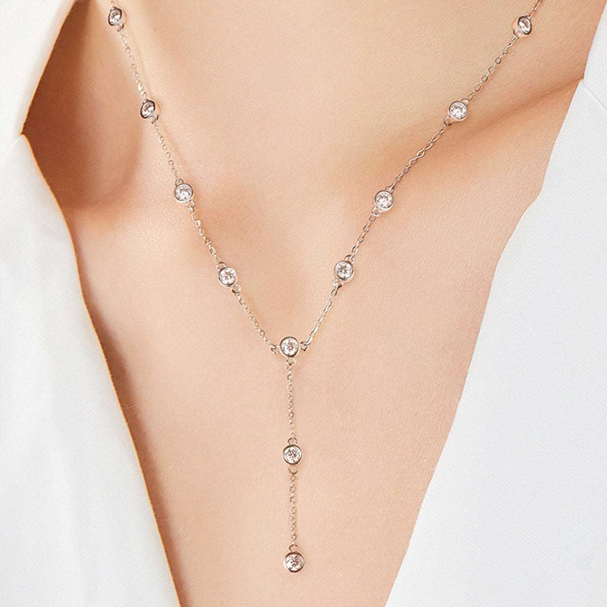 1.1 Carat Moissanite Lariat Necklace