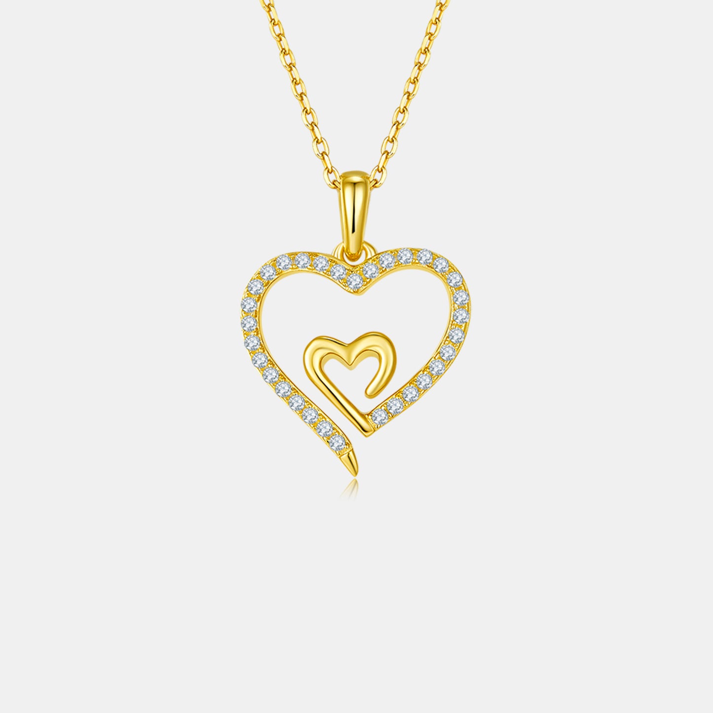 Double Heart Moissanite Pendant Necklace