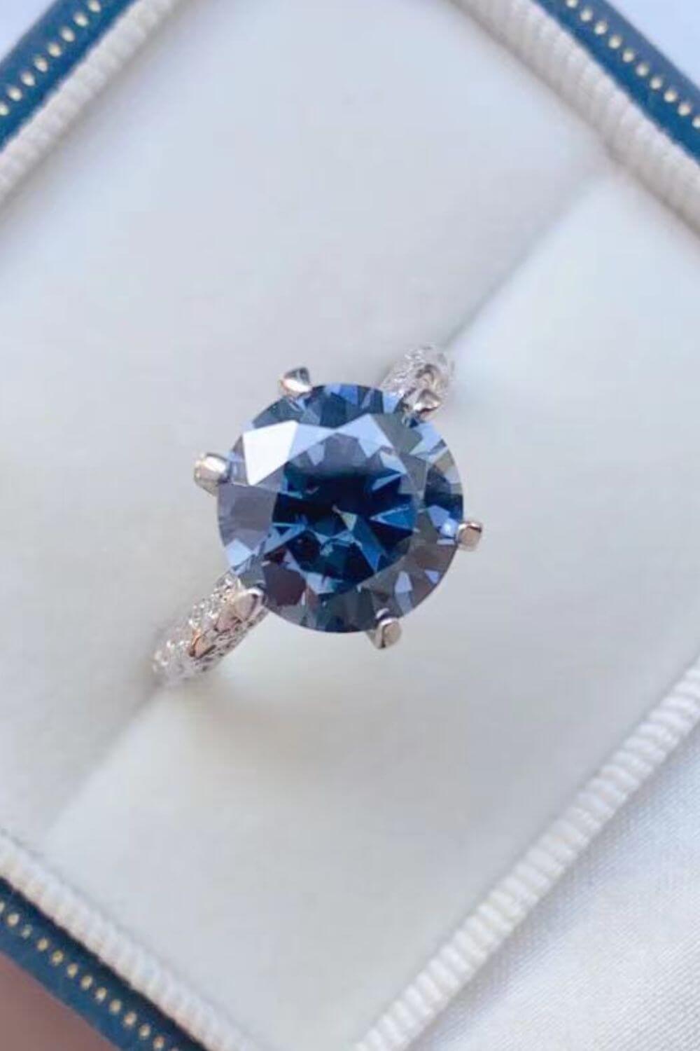 5 Carat Blue Moissanite 925 Sterling Silver Ring