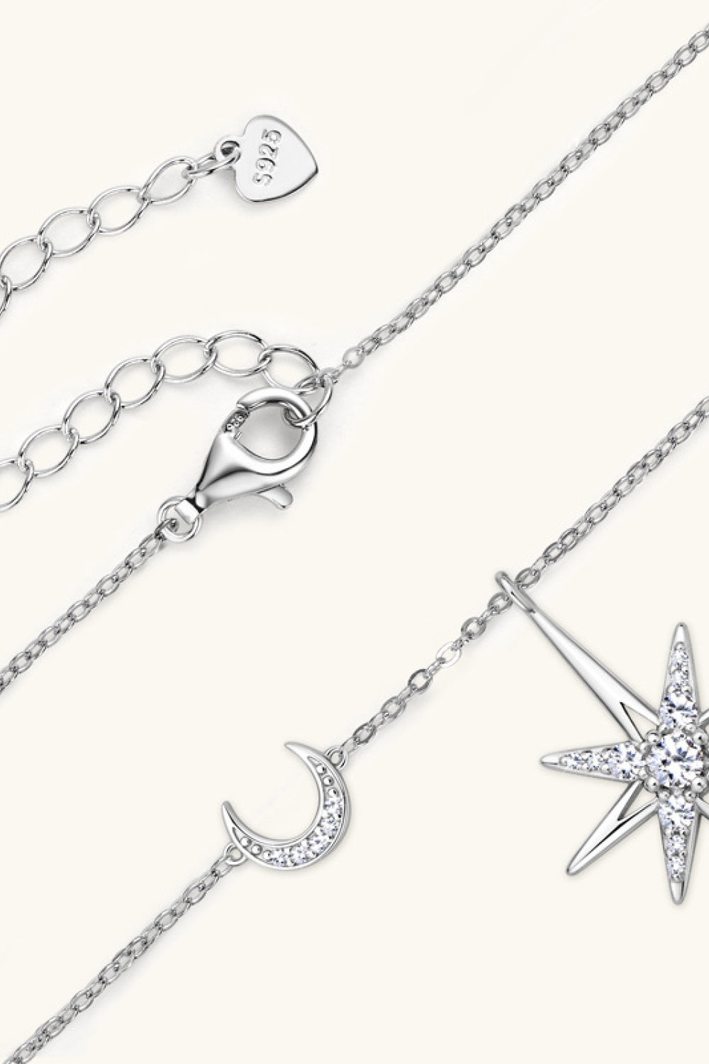 Stunning Celestial Star and Moon Moissanite Necklace