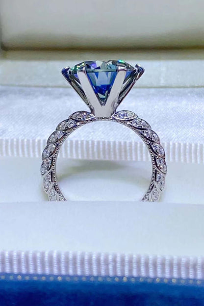 5 Carat Blue Moissanite 925 Sterling Silver Ring