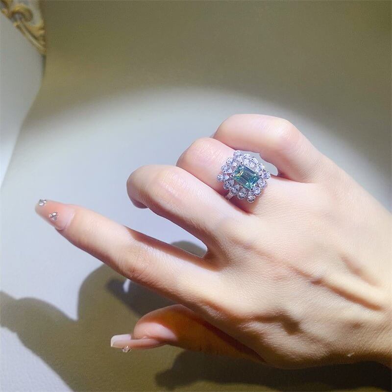 1 Carat Green Moissanite 925 Sterling Silver Antique Ring - Eva's Daughters