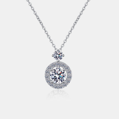 1 Carat Halo Moissanite Pendant 925 Sterling Silver Necklace - Eva's Daughters