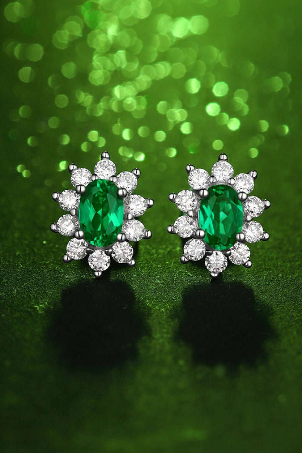 1 Carat Lab - Grown Emerald Stud Earrings - Eva's Daughters