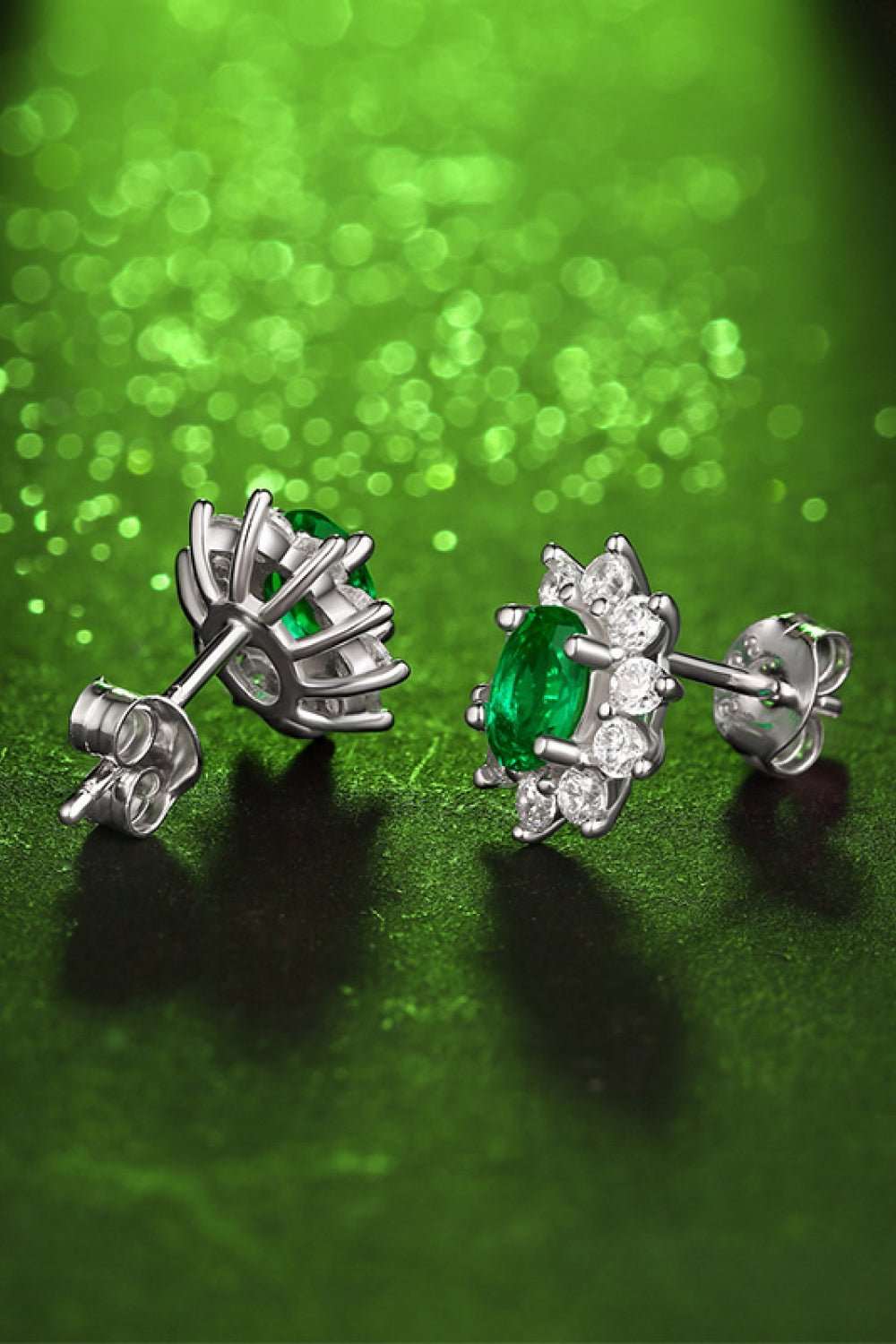 1 Carat Lab - Grown Emerald Stud Earrings - Eva's Daughters