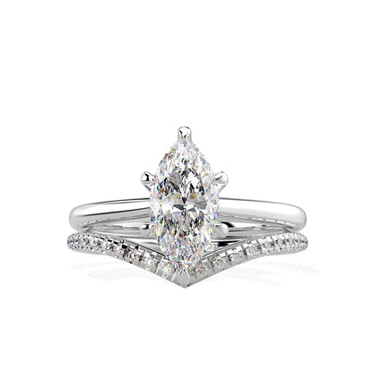 Double CZ Oval V 925 Sterling Silver Ring