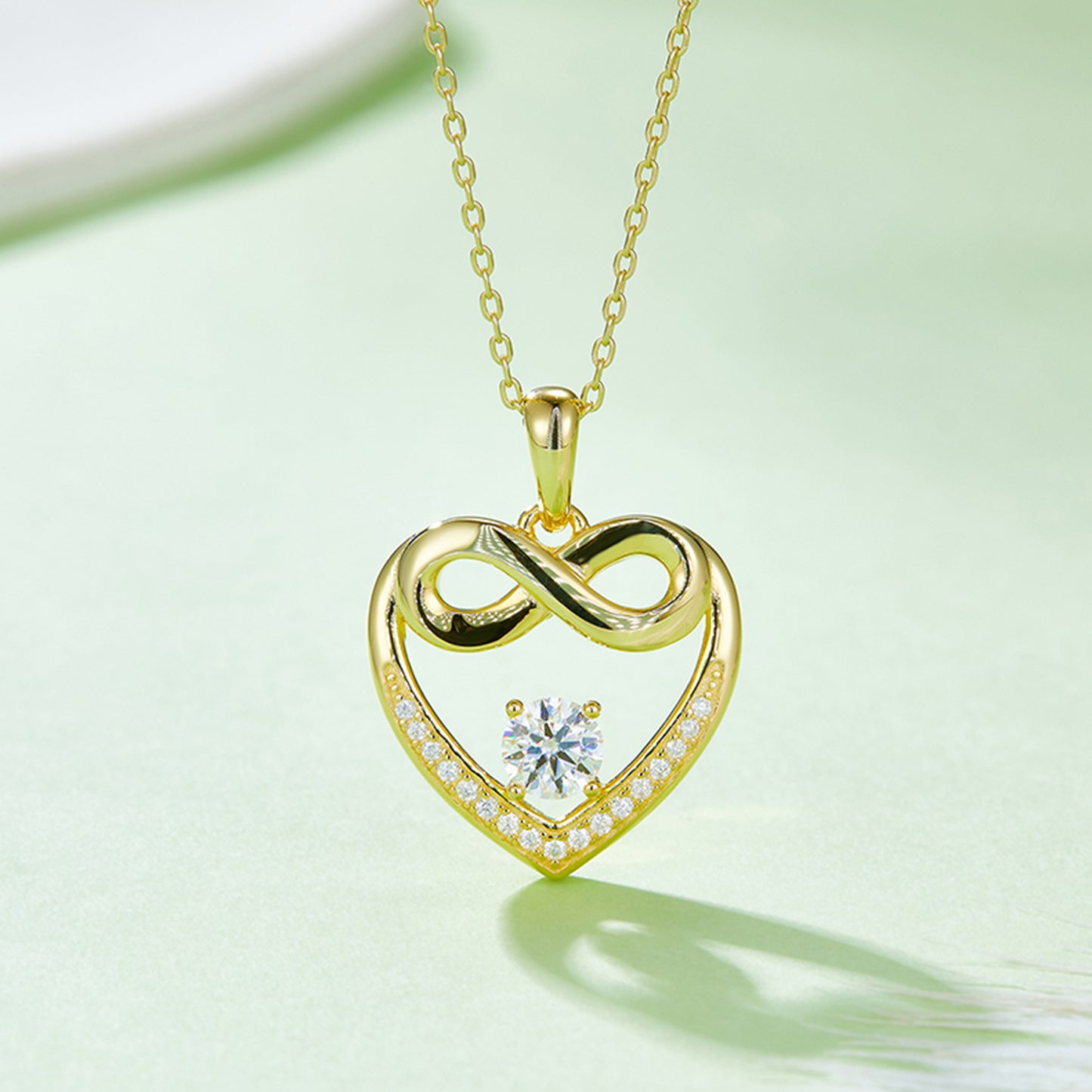 Moissanite 925 Sterling Silver Infinity Heart Necklace