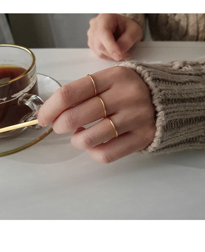 Simple Smooth Circle White/Rose 925 Sterling Silver Ring