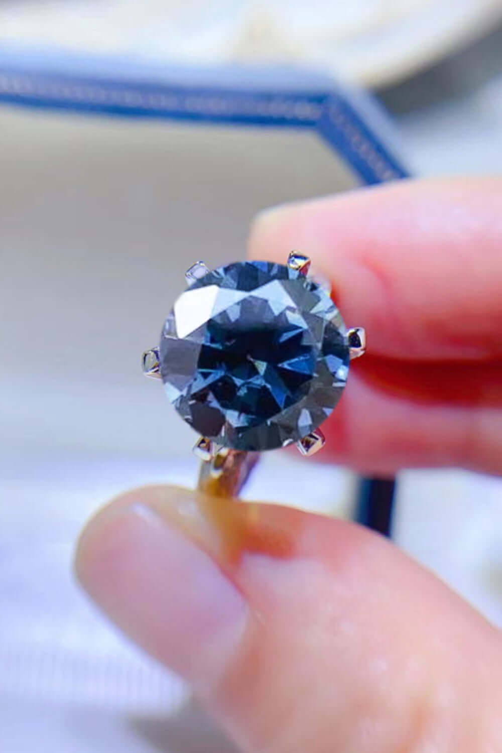 5 Carat Blue Moissanite 925 Sterling Silver Ring