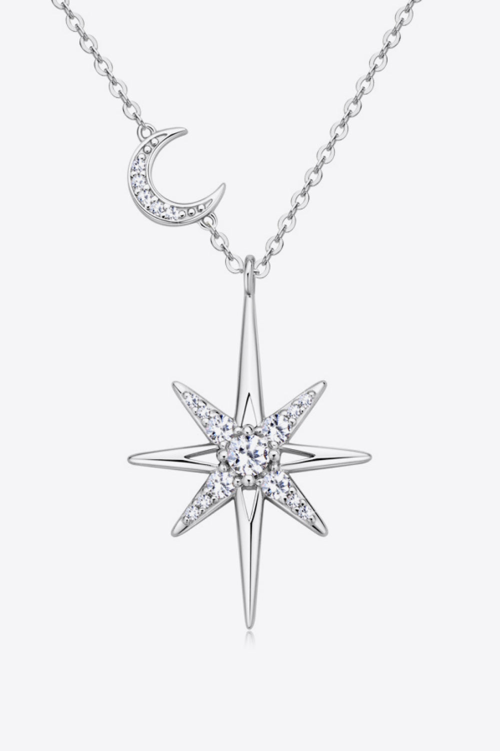 Stunning Celestial Star and Moon Moissanite Necklace