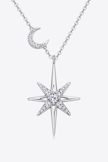 Stunning Celestial Star and Moon Moissanite Necklace