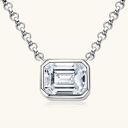 1 Carat Moissanite Emerald Cut Pendant Necklace