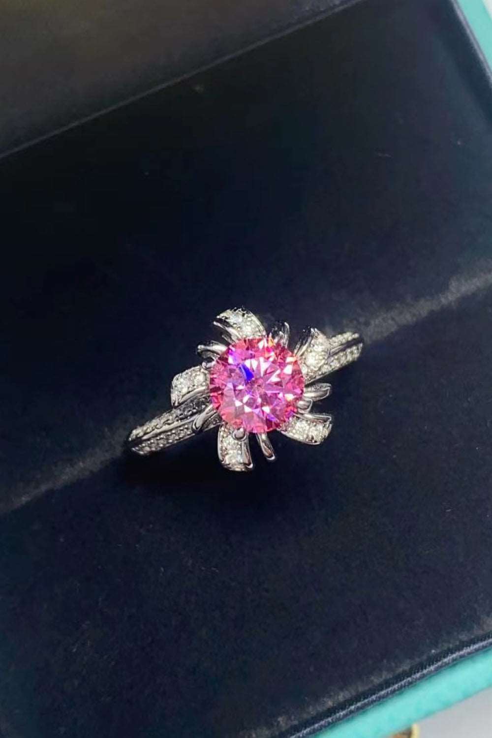 1 Carat Pink Moissanite Flower-Shaped Ring