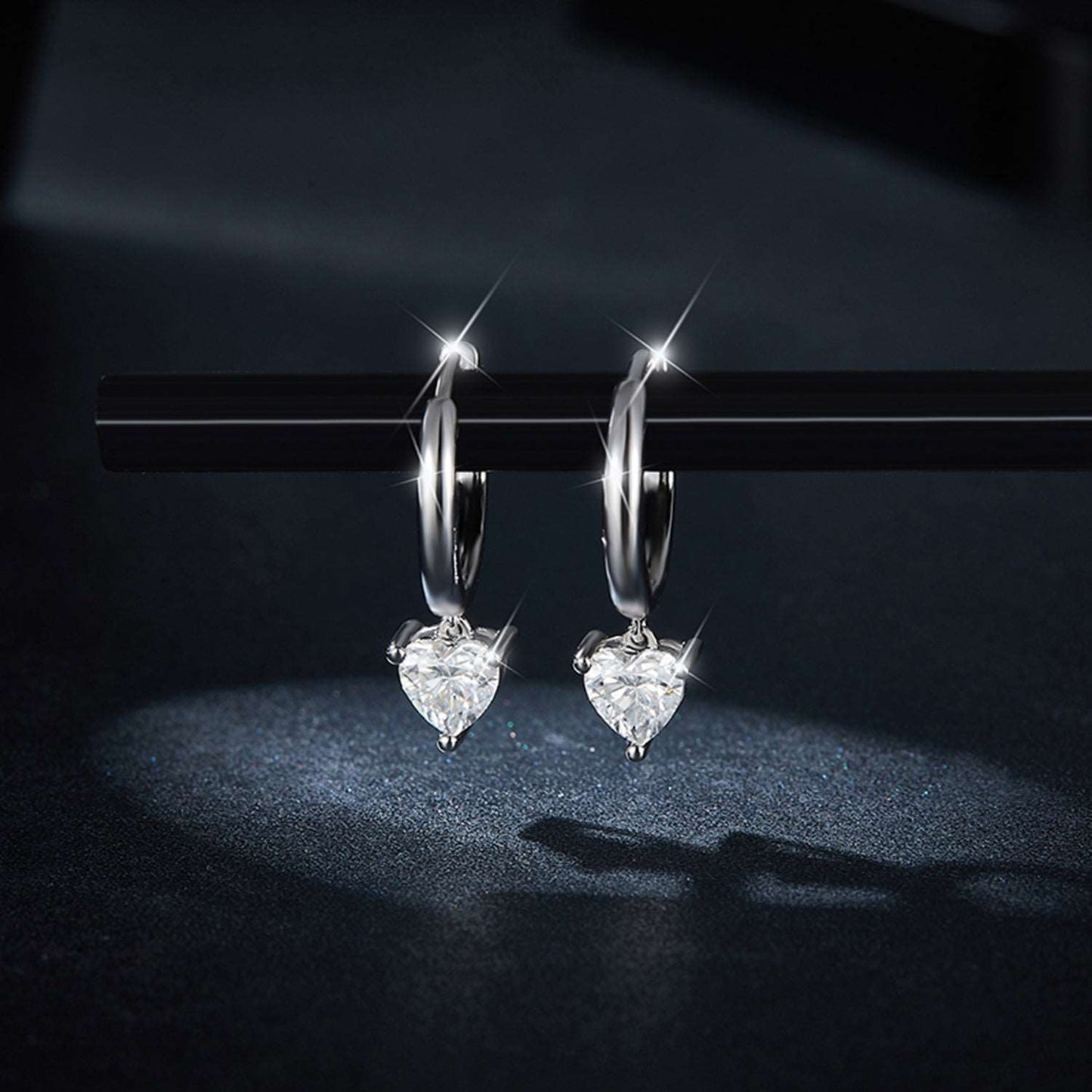 1 Carat Moissanite 925 Sterling Silver Heart Earrings