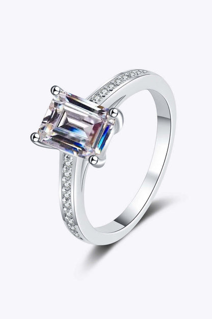 Emerald Cut Micropave Moissanite Ring