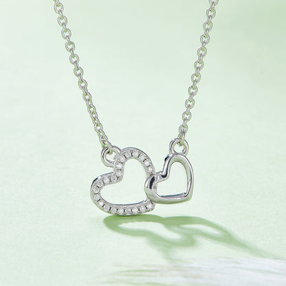 Moissanite Connected Hearts Necklace