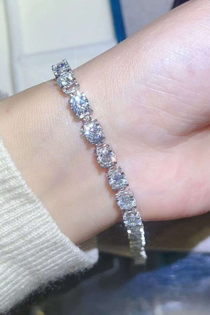 10 Carat Moissanite Platinum-Plated Tennis Bracelet