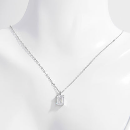 Emerald Cut Zircon Pendant Necklace