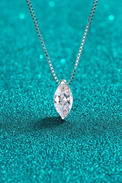 Pear Shaped Solitare 1 Carat Moissanite 925 Sterling Silver Necklace