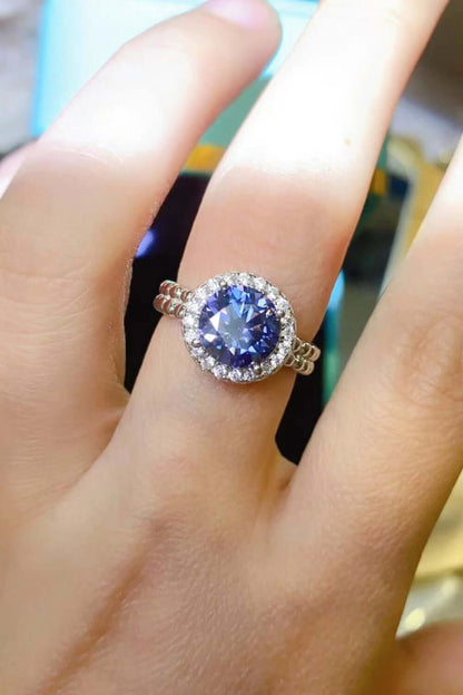 Let It Go 2 Carat Round Blue Moissanite Ring