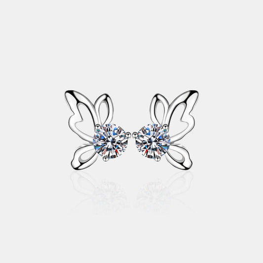 1 Carat Moissanite Butterfly Shape Earrings