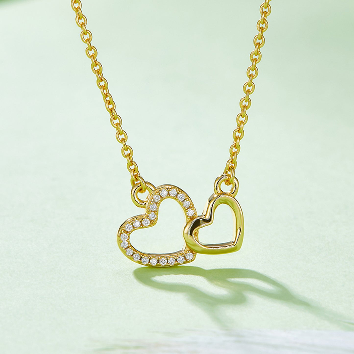 Moissanite Connected Hearts Necklace