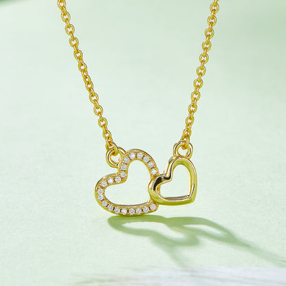 Moissanite Connected Hearts Necklace