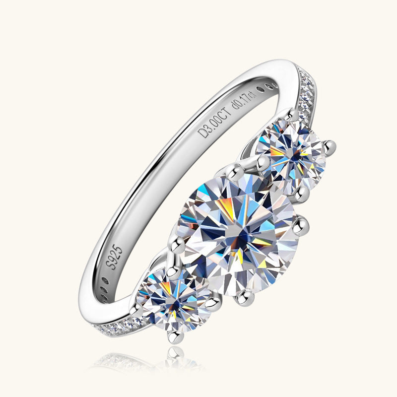 3 Carat Moissanite Triple Stone Ring