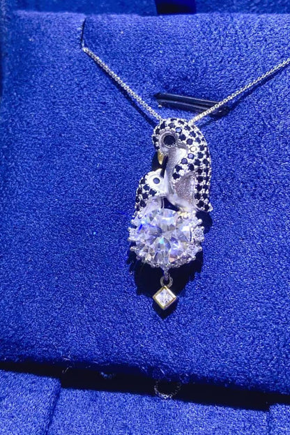 2 Carat Moissanite Penguin 925 Sterling Silver Necklace