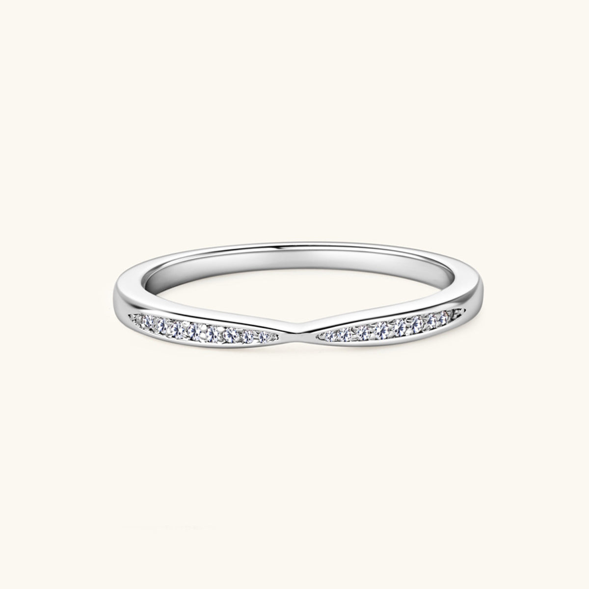 925 Sterling Silver Inlaid Moissanite Band Ring