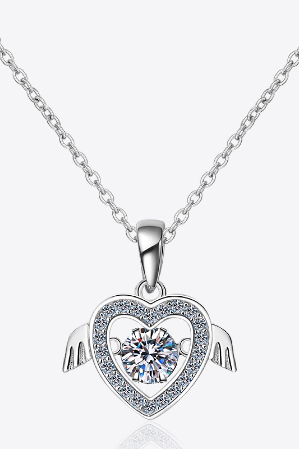 Angel Heart Moissanite 925 Sterling Silver Necklace