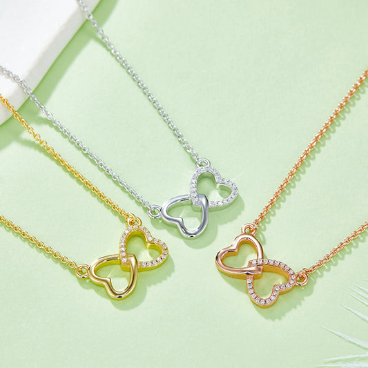 Moissanite Heart Bow Necklace