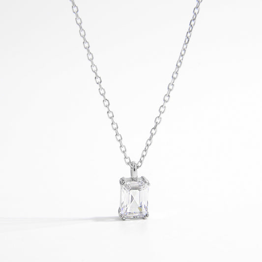 Emerald Cut Zircon Pendant Necklace