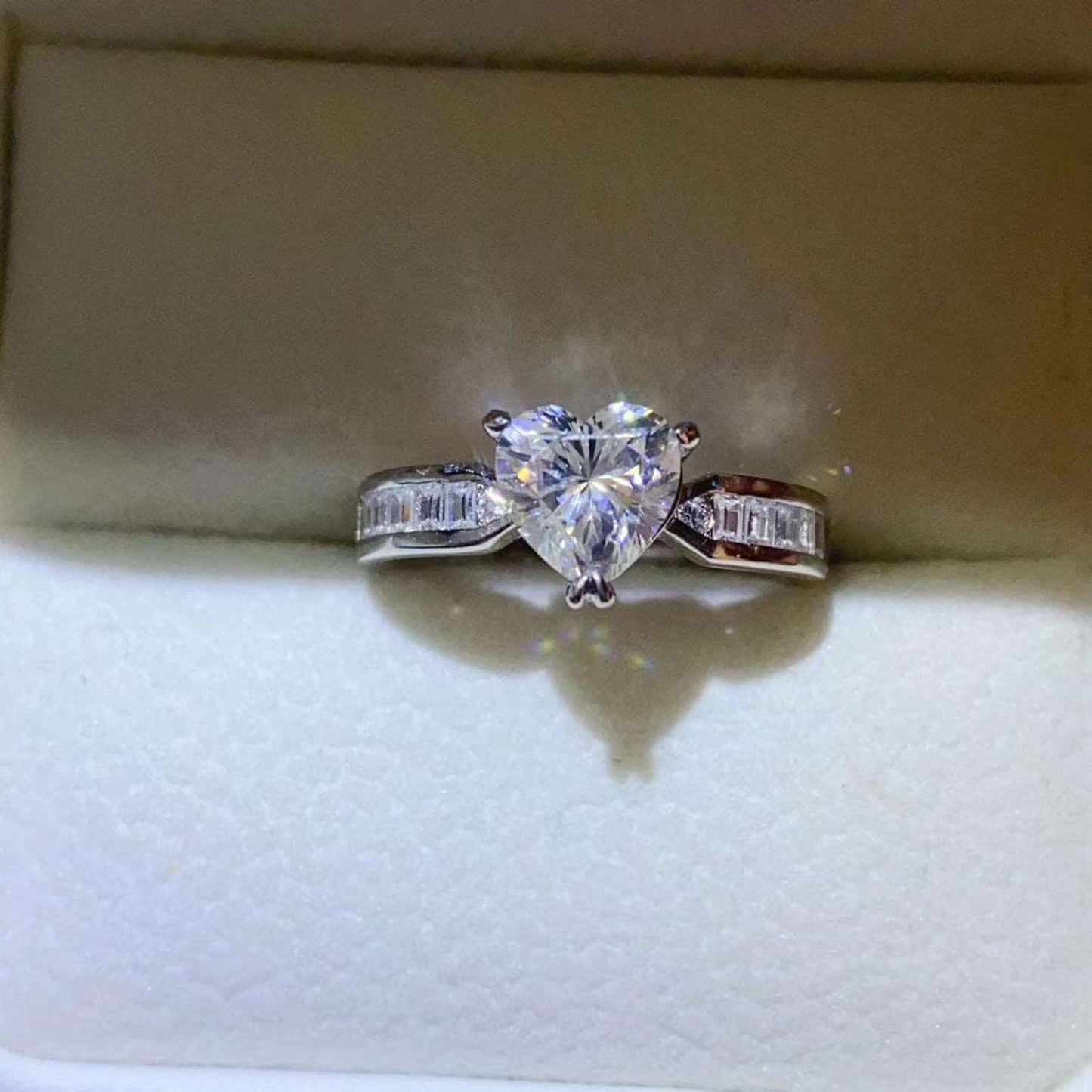 1 Carat Moissanite Heart Ring