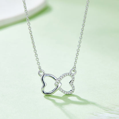 Moissanite Heart Bow Necklace