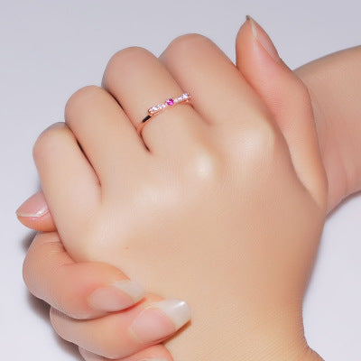 Rose Gold Pink Bowknot CZ 925 Sterling Silver Stacking Ring