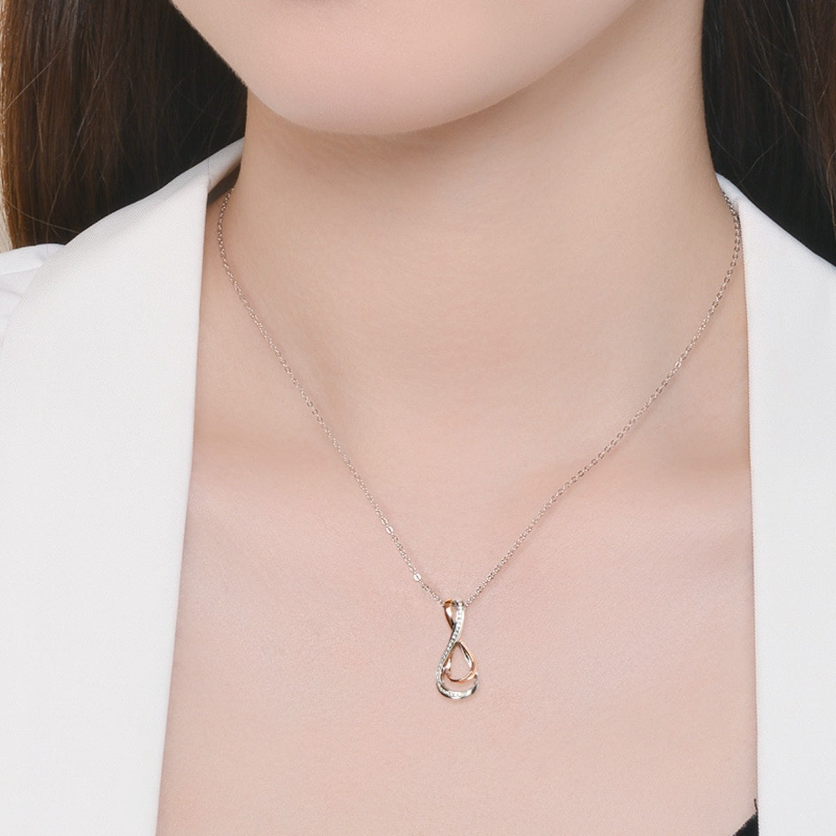 Moissanite Two Tone  Infinity Pendant Necklace