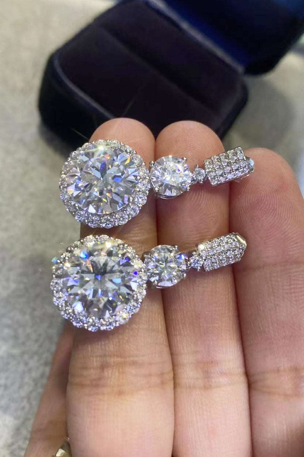 12 Carat Moissanite Platinum-Plated Drop Earrings