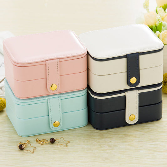 Cute Two-tier Portable Travel Jewelry Imitation Leather Organizer Box