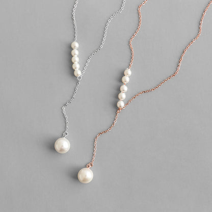 Pearl Y Shape 925 Sterling Silver Necklace