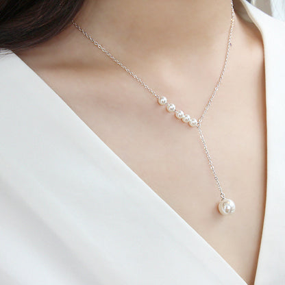 Pearl Y Shape 925 Sterling Silver Necklace