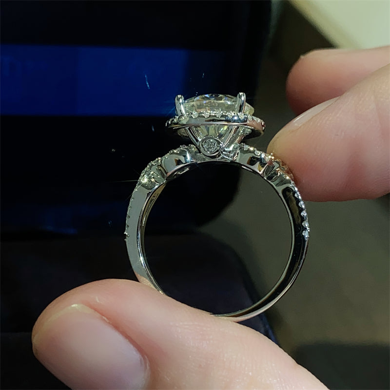 3 Carat Round Halo Moissanite Ring