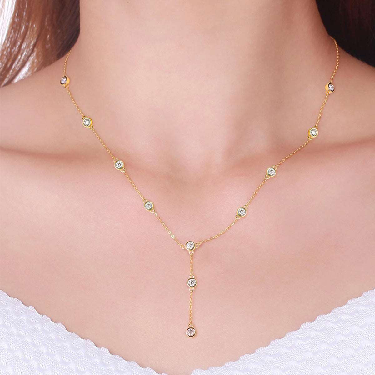 1.1 Carat Moissanite Lariat Necklace