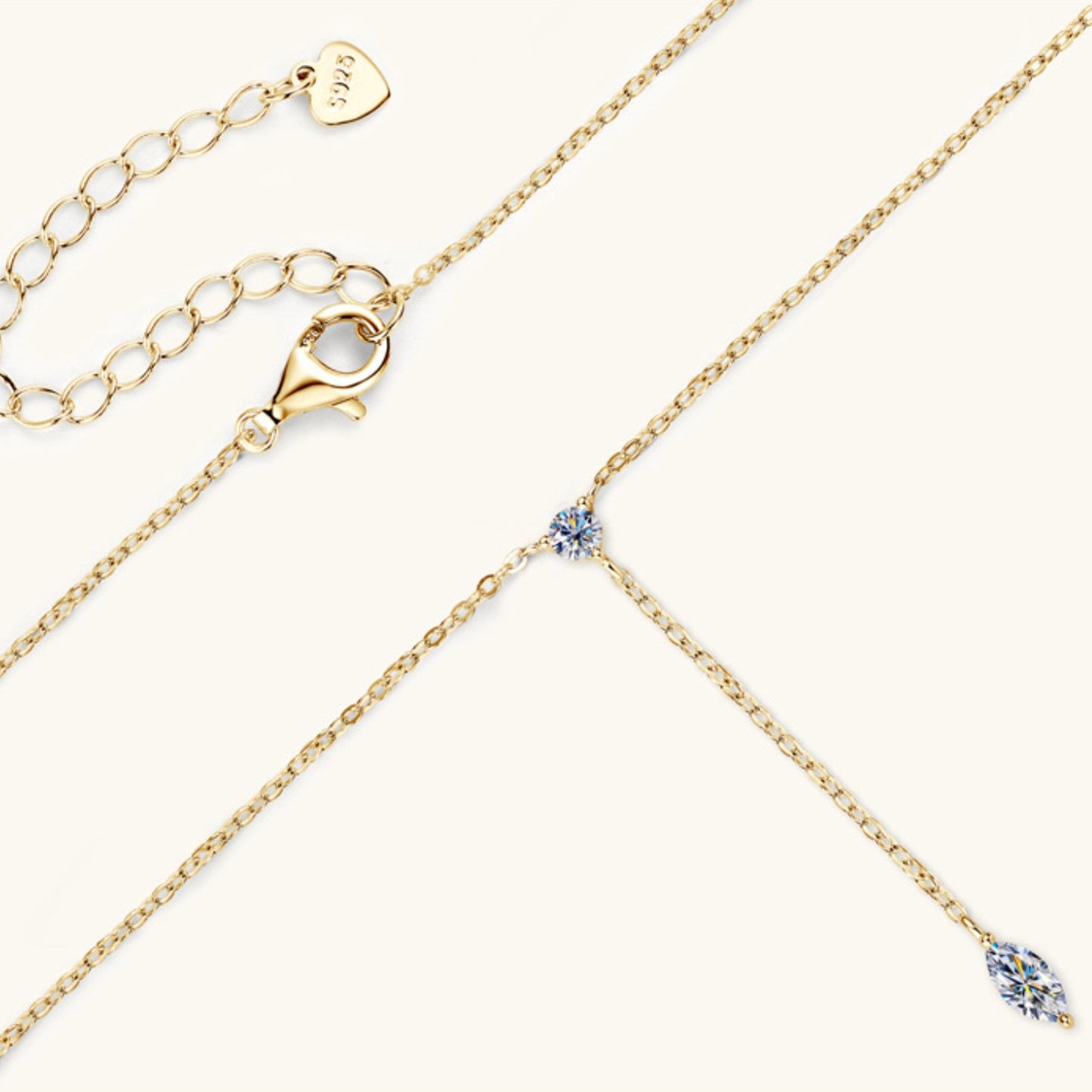 Moissanite 925 Sterling Silver Lariat Necklace