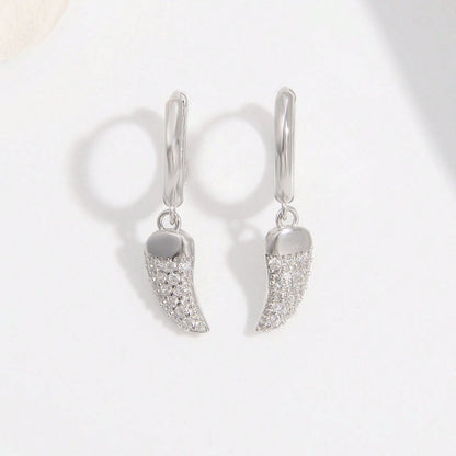 925 Sterling Silver Zircon Chili Shape Earrings