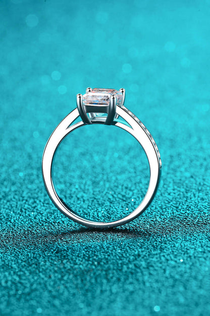 Emerald Cut Micropave Moissanite Ring