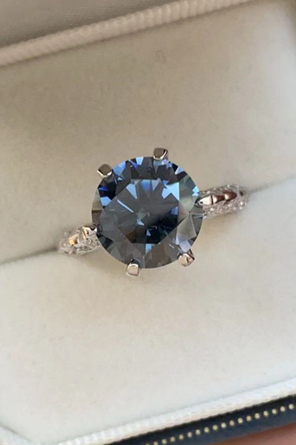 5 Carat Blue Moissanite 925 Sterling Silver Ring