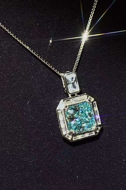 2 Carat Green Moissanite Square Pendant Necklace